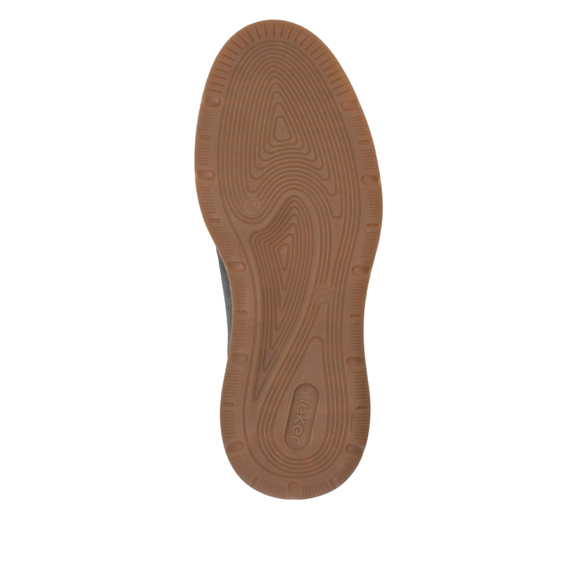 Graue Rieker Herren Slipper 04452-42 mit einem Gummizug sowie Komfortweite G 1/2. Schuh Laufsohle.