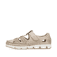 Beige Rieker Damen Slipper 49958-61, Barfußschuhe mit einem Klettverschluss. Schuh Außenseite.
