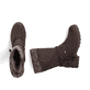 Dunkelbraune Rieker Damen Hochschaftstiefel Z4755-25 mit Strick-Kragen. Schuh von oben, liegend.