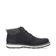 Urbanschwarze Rieker Herren Schnürstiefel 38419-00 mit einer robusten Profilsohle. Schuh von hinten