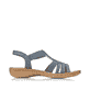 Blaue Rieker Damen Riemchensandalen 60800-14 mit Schmuckelementen sowie Gummizug. Schuh Innenseite.