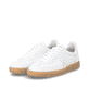 Baskets basses Rieker blanches pour femme W2200-80 avec lacets. Chaussures inclinées sur le côté.