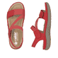Rote Rieker Damen Trekkingsandalen 64870-33 mit einem Klettverschluss. Schuh von oben, liegend.