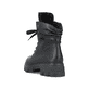 
Nachtschwarze Rieker Damen Biker Boots 74624-00 mit einer schockabsorbierenden Sohle. Schuh von hinten