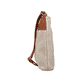 Rieker Umhängetasche H1519-62 in Beige-Braun mit zwei septerat verschließbaren Hauptfächer und zwei kleinen Innenfächern. Linksseitig.