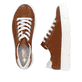 Braune Rieker Damen Sneaker Low N5906-24 mit einer Schnürung. Schuh von oben, liegend.
