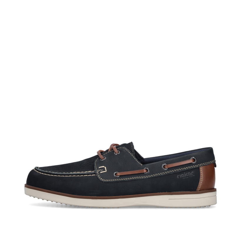 Blaue Rieker Herren Schnürschuhe B2345-14 aus Glattleder mit der Komfortweite G. Schuh Außenseite.