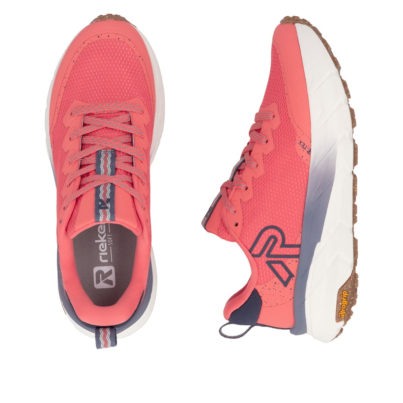 Rote Rieker Sport Damen Sneaker Low W4501-33. Schuh von oben, liegend.