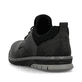 
Tiefschwarze Rieker Herren Slipper 14454-01 mit Elastikeinsatz sowie einer Profilsohle. Schuh von hinten