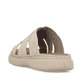 Beige Rieker Damen Pantoletten V3089-62 mit Gummizug sowie ultraleichter Sohle. Schuh von hinten.
