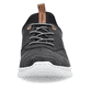 Schwarze Rieker Herren Slipper 13150-00 mit einer Gummischnürung. Schuh von vorne.
