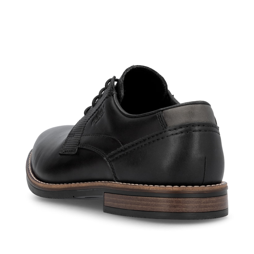 Schwarze Rieker Herren Schnürschuhe 13523-00 aus Glattleder. Schuh von hinten.