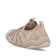 Rosane vegane Rieker Damen Slipper 45260-31, Barfußschuhe mit einem Gummizug. Schuh von hinten.