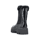 Schwarze Rieker Damen Chelsea Boots Y3350-00 mit einem Reißverschluss. Schuh von hinten.