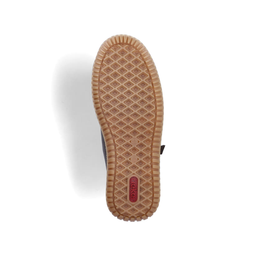 Dunkelbraune Rieker Damen Schnürstiefel 74234-25 mit modernen Ziernähten. Schuh Laufsohle.