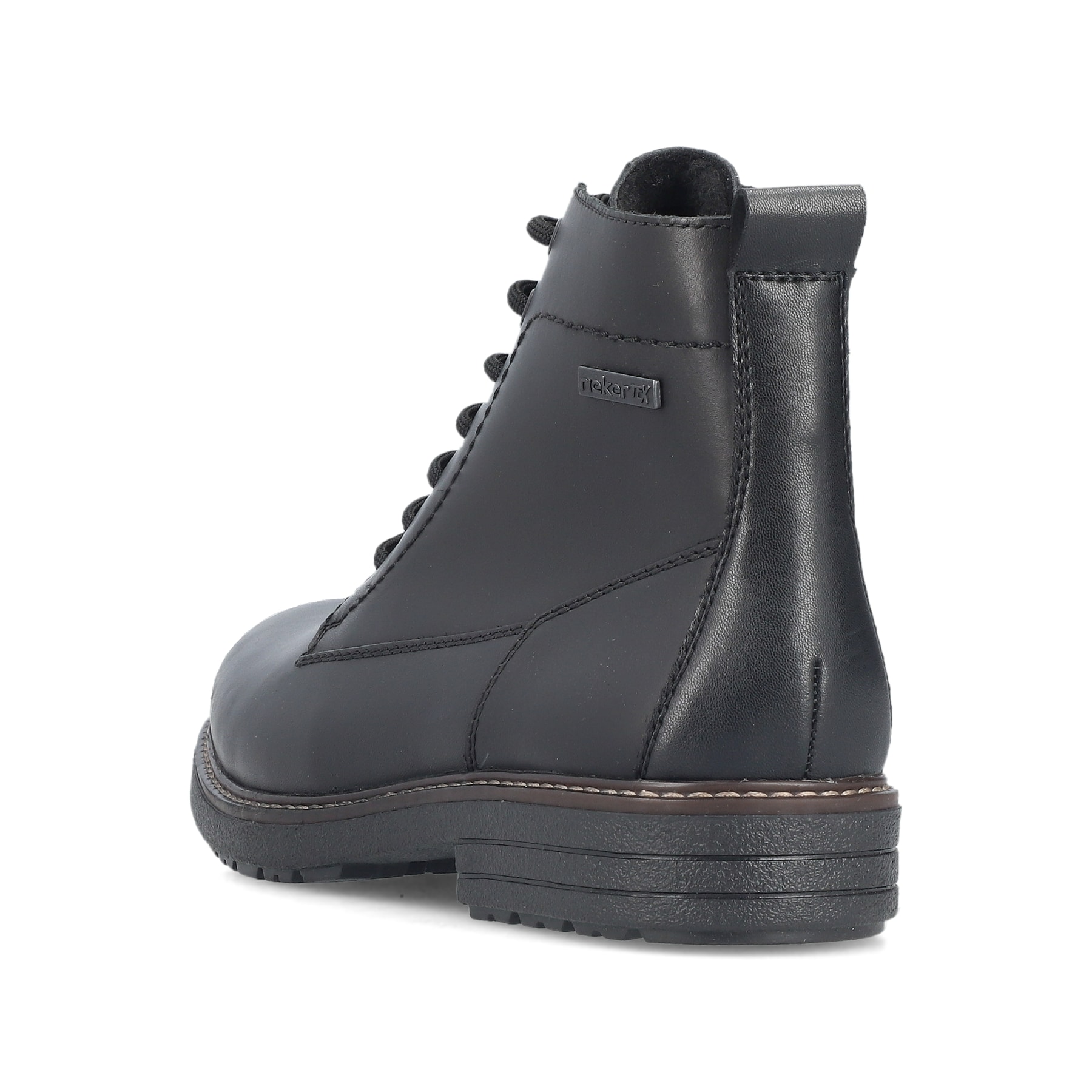 Schwarze Rieker Herren Schnürstiefel 33143-00 aus Glattleder. Schuh von hinten.
