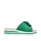 Grüne Rieker Damen Pantoletten V0252-52 mit dekorativer Blume. Schuh Innenseite.