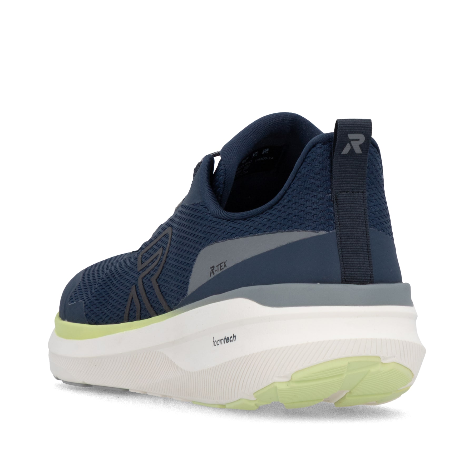 Blaue Rieker Sport Herren Sneaker Low U4300-14. Schuh von hinten.