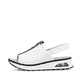Weiße Rieker Keilsandaletten 65615-80 mit Rieker Air Sohlenfenster. Schuh Außenseite.