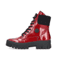 Rote Rieker Damen Biker Boots Y0220-33 mit Reißverschluss sowie der Extraweite H. Schuh Außenseite.