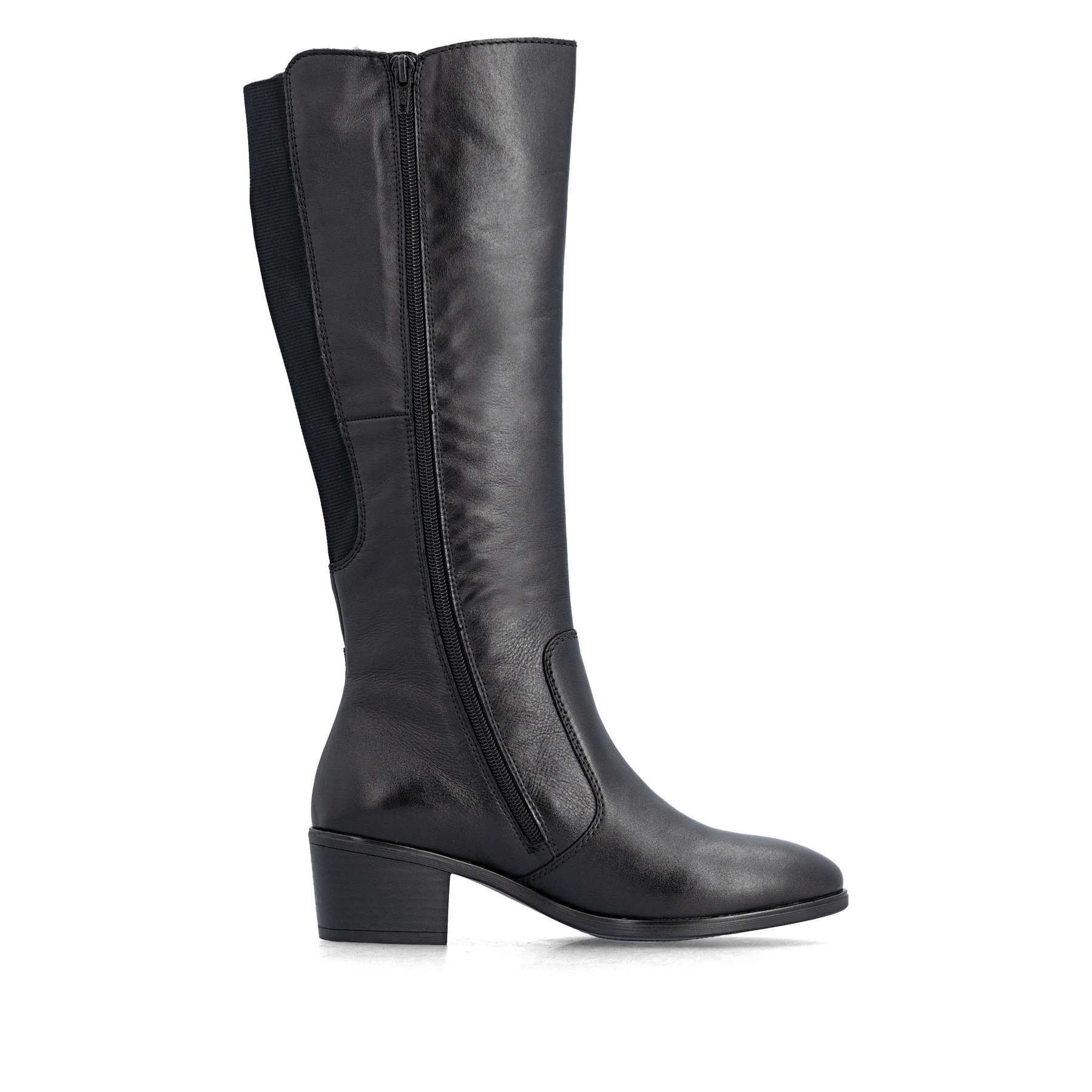 Schwarze Rieker Damen Hochschaftstiefel 73955-00 aus Glattleder. Schuh Innenseite.