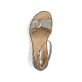 Grüne Rieker Keilsandaletten 63780-52 mit trendigen Schnalle. Schuh von oben.