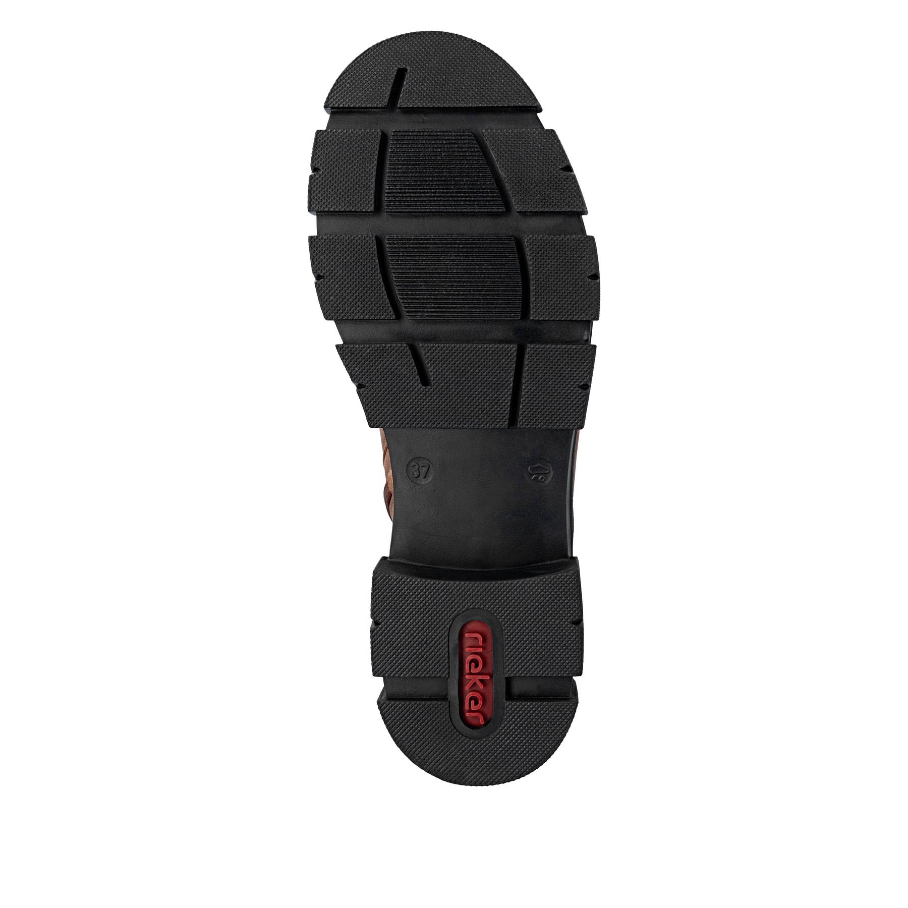 Zimtfarbene Rieker Damen Hochschaftstiefel Y7190-24 mit einem Reißverschluss. Schuh Laufsohle.