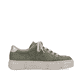 Grüne Rieker Damen Sneaker Low N59W2-52 mit einer Schnürung sowie Krokodiloptik. Schuh Innenseite.