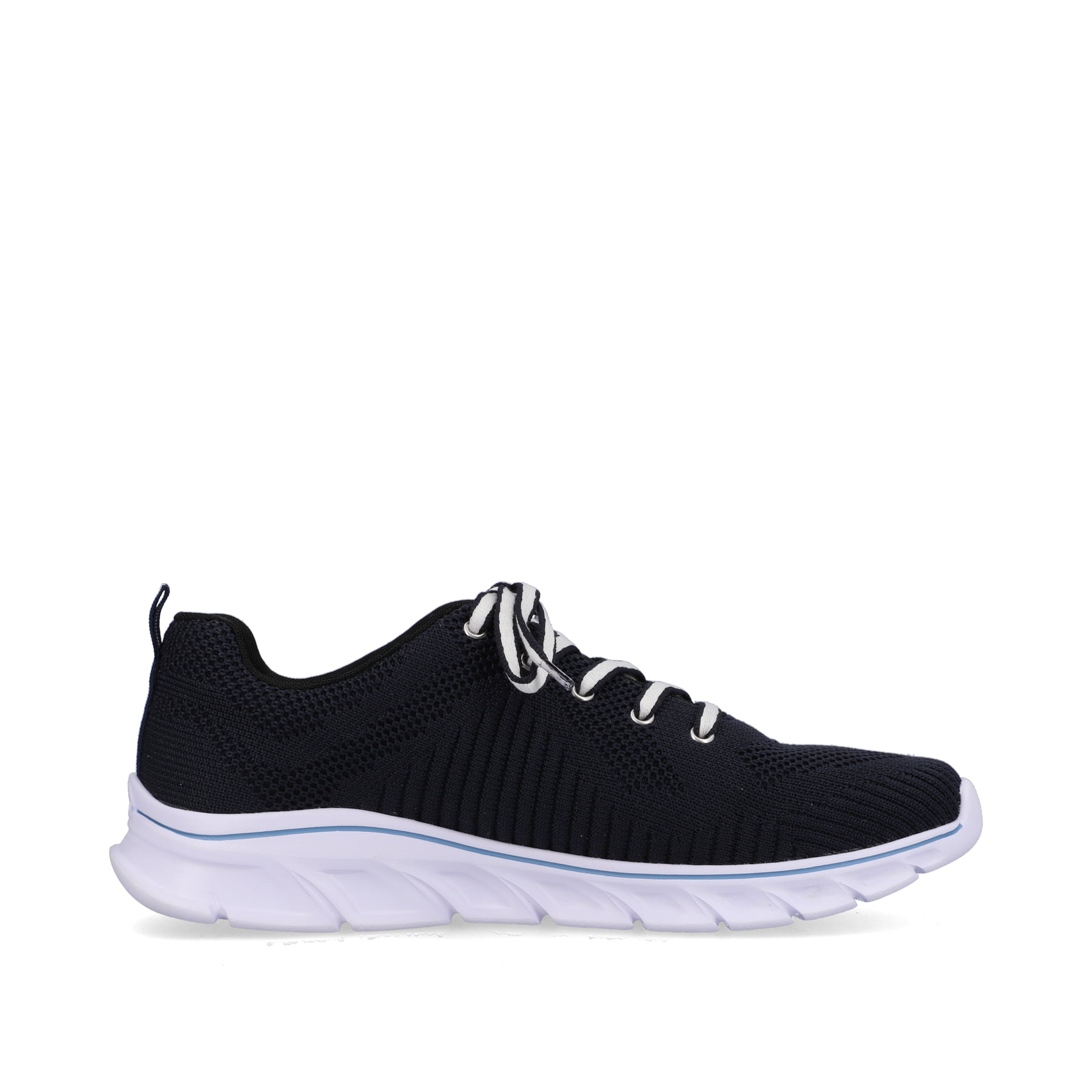 Blaue Rieker Damen Sneaker Low 54022-14 mit ultraleichter Sohle sowie Schnürung. Schuh Innenseite.