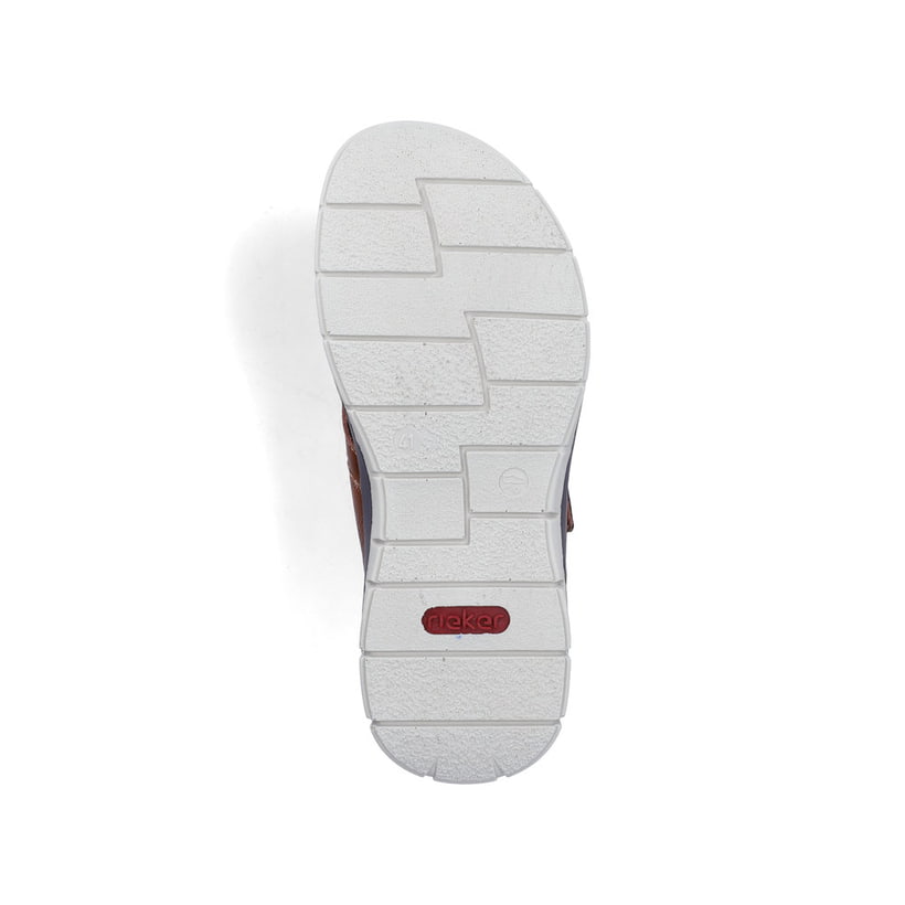 Braune Rieker Herren Pantoletten 25151-24 aus Glattleder mit Klettverschluss. Schuh Laufsohle.