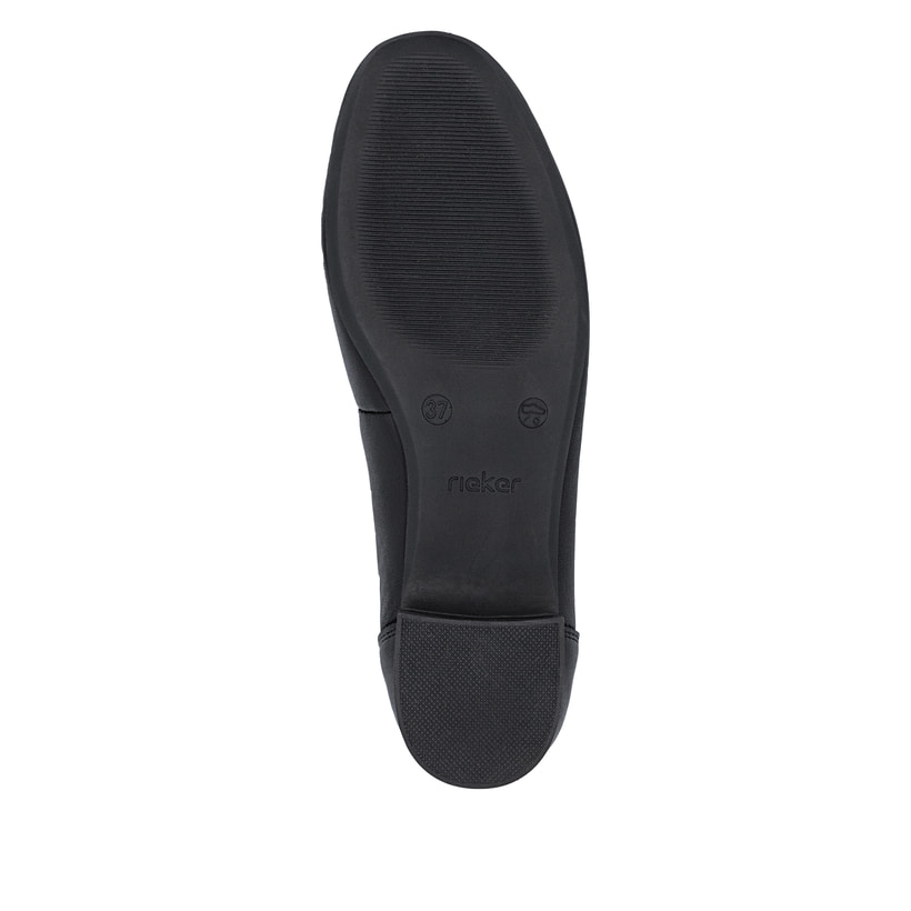 Ballerines Rieker noires pour femme 43452-00 en cuir lisse. Semelle extérieure de la chaussure.