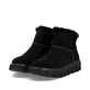 Schwarze Rieker Damen Kurzstiefel W2071-00 mit flexibler und ultraleichter Sohle. Schuhpaar seitlich schräg.