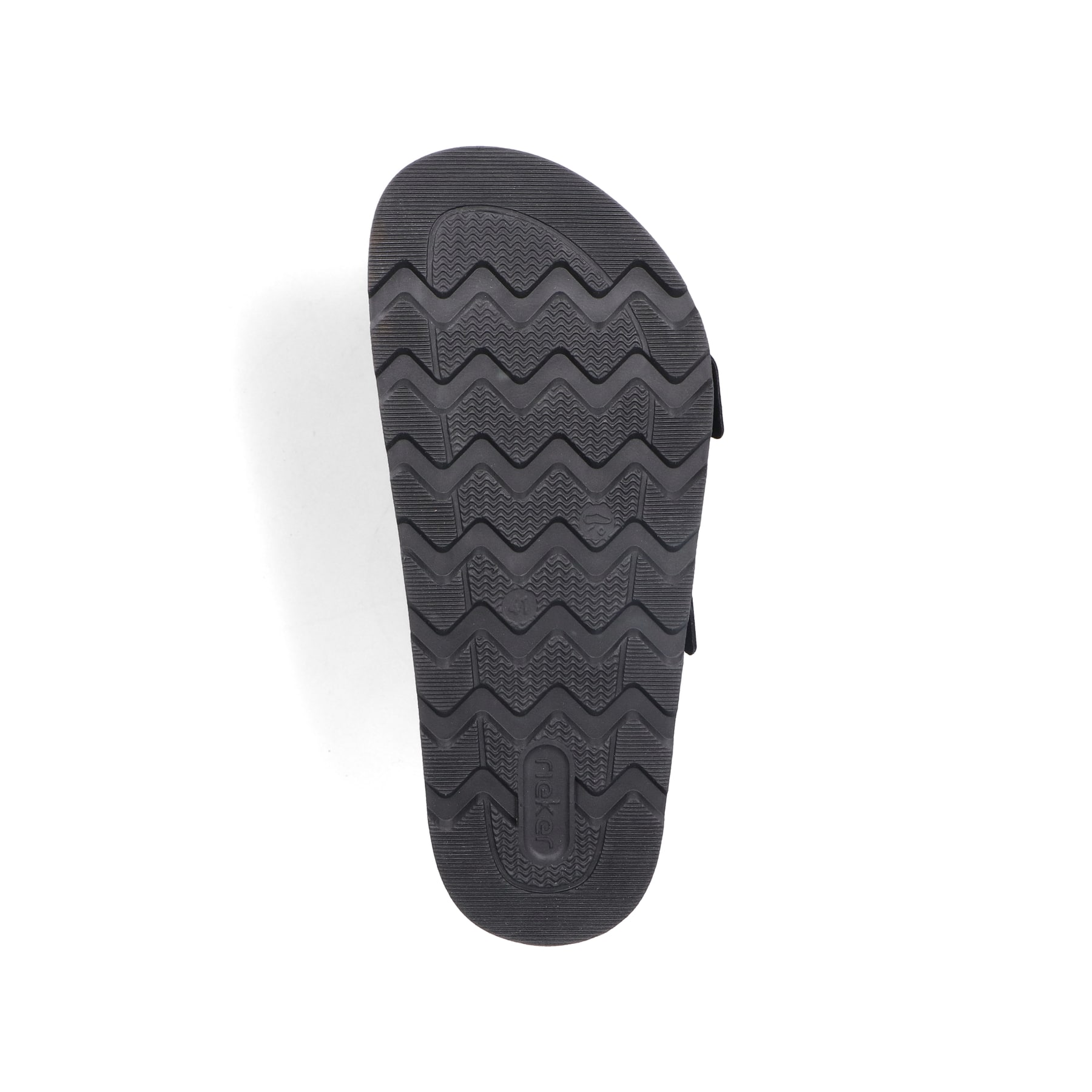 Schwarze Rieker Herren Pantoletten 21190-00 mit Schnallen sowie der Extraweite H. Schuh Laufsohle.