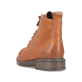 Karamellbraune Rieker Damen Schnürstiefel 71442-24 mit einem Reißverschluss. Schuh von hinten.