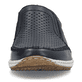 Blaue Rieker Herren Slipper 08868-15 mit Elastikeinsatz sowie Löcheroptik. Schuh von vorne.