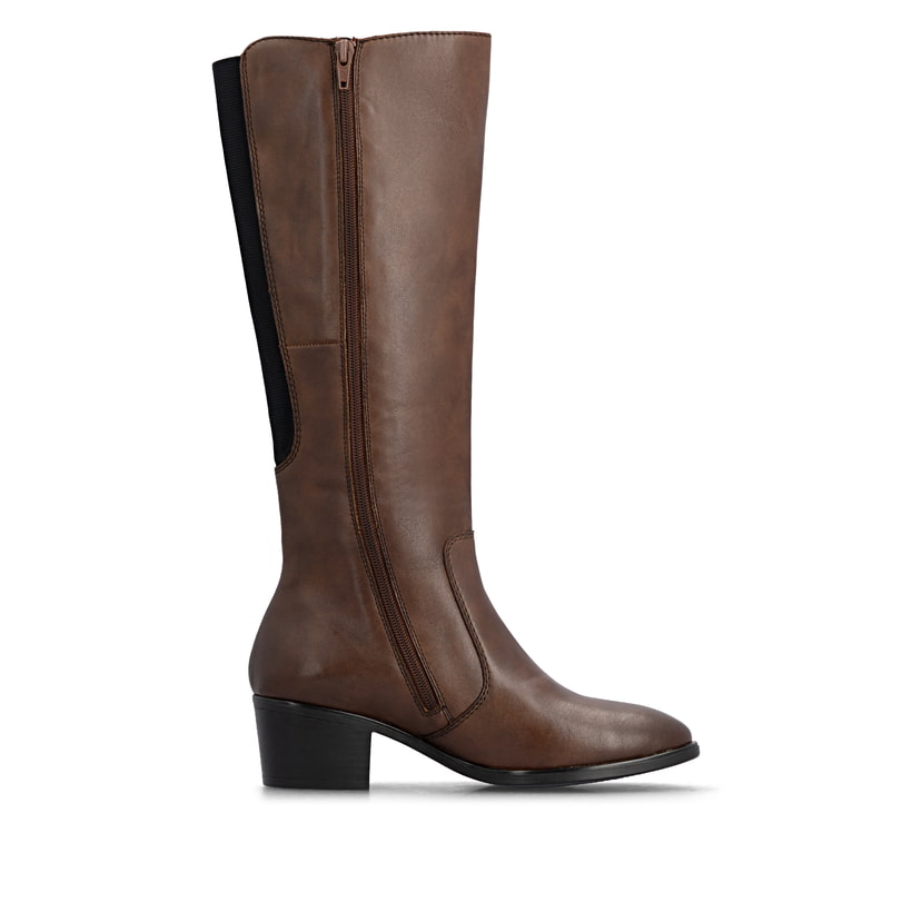 Braune Rieker Damen Hochschaftstiefel 73955-22 aus Glattleder mit Reißverschluss. Schuh Innenseite.