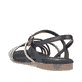 Schwarze vegane Rieker Damen Riemchensandalen 65262-00 mit einer Schnalle. Schuh von hinten.