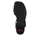 Sandales Rieker noires femme 62685-00 en cuir lisse avec boucle tendance. Semelle extérieure de la chaussure.