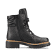 Tiefschwarze Rieker Damen Biker Boots 72621-00 mit Schnürung und Reißverschluss. Schuh Innenseite