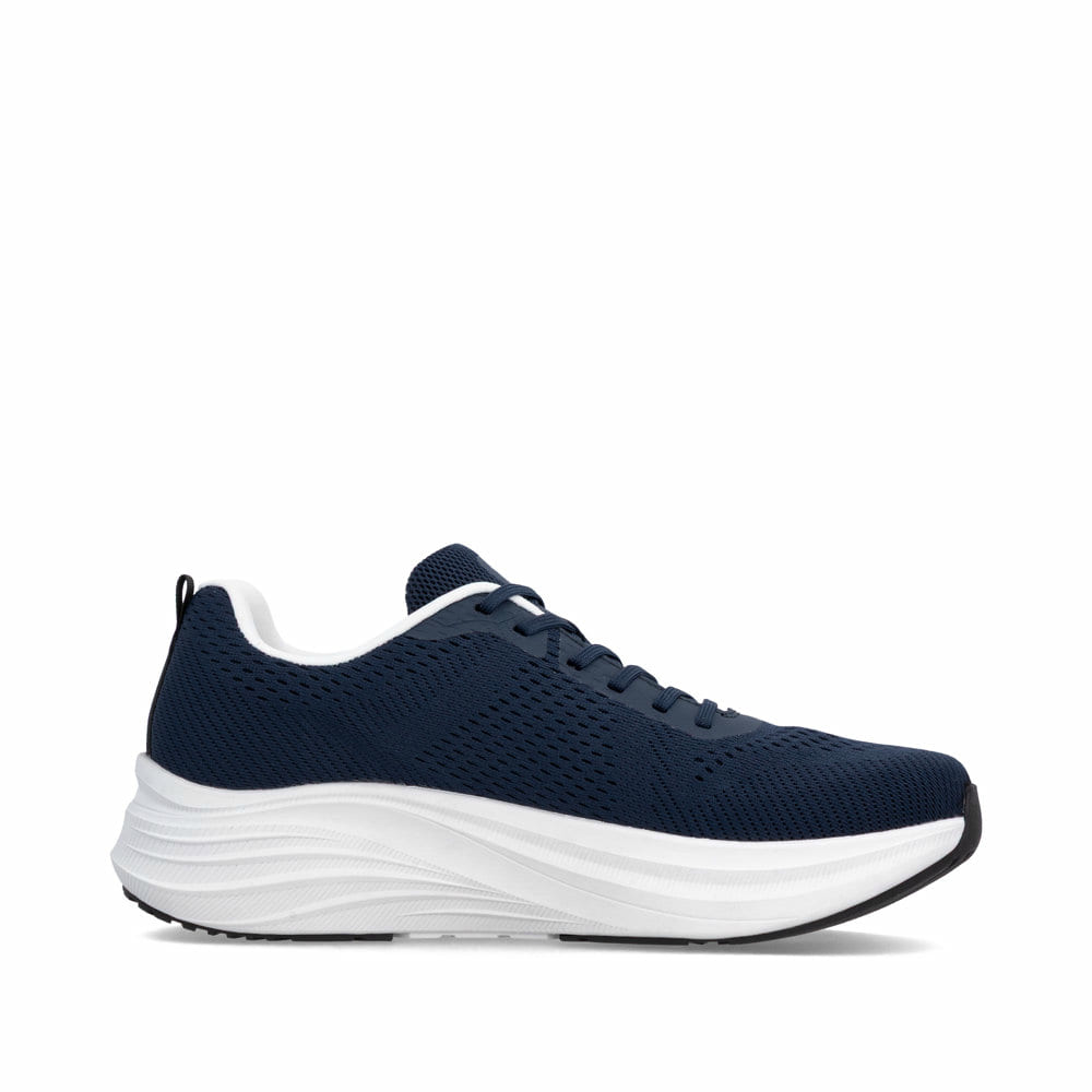 Blaue Rieker Herren Sneaker Low U4101-14 mit Schnürung sowie abgesetztem Logo. Schuh Innenseite.