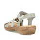 Mintgrüne Rieker Damen Riemchensandalen 60839-52 mit einem Elastikeinsatz. Schuh von hinten.