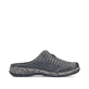 Sabots Rieker bleus pour femme 46395-14 avec perforations décoratives. Côté intérieur de la chaussure.