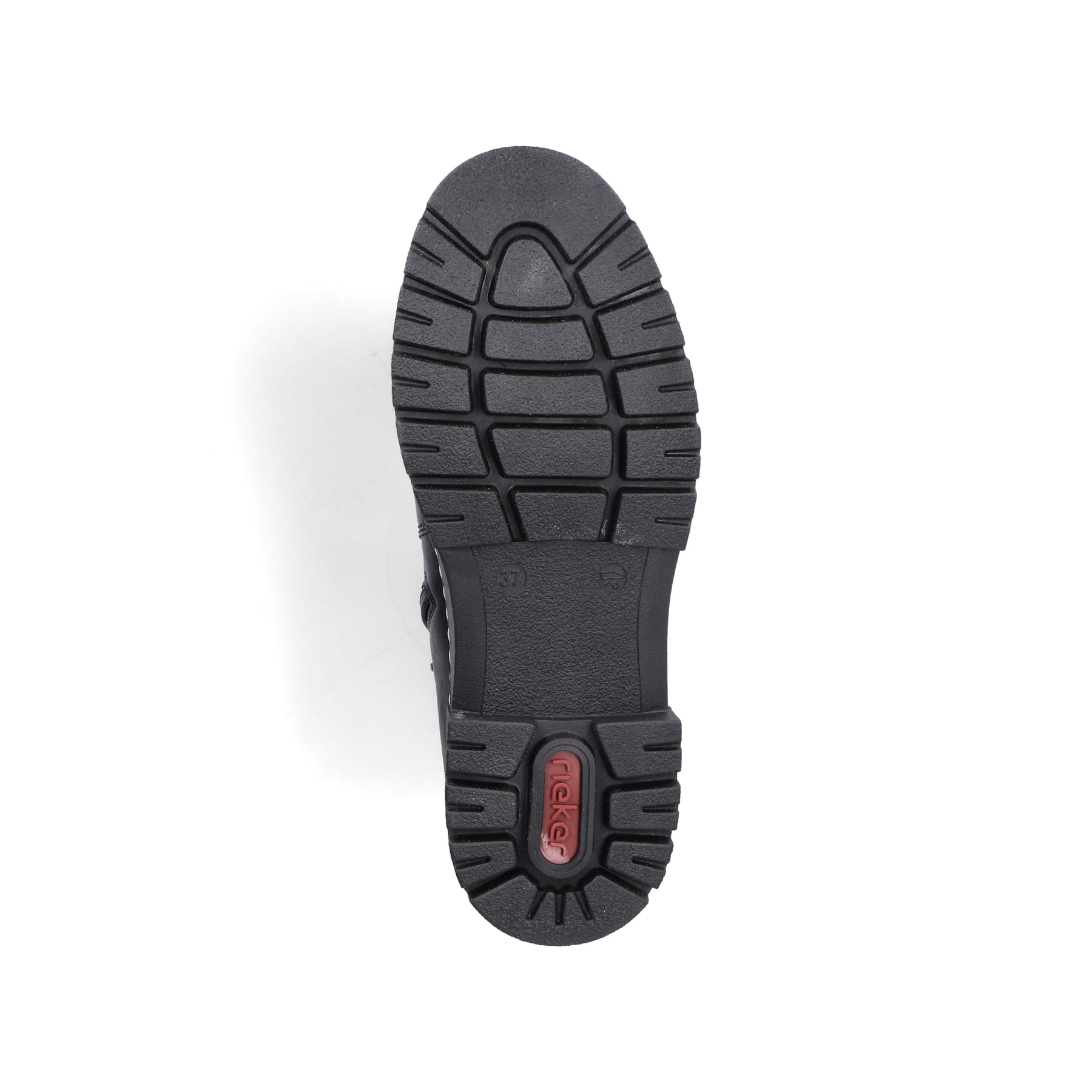 Schwarze Rieker Damen Chelsea Boots 73892-00 mit einem Reißverschluss. Schuh Laufsohle.