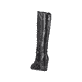 Tiefschwarze Rieker Damen Hochschaftstiefel 96059-00 mit einer robusten Profilsohle. Schuh von oben