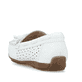 Weiße Rieker Damen Loafer 40254-80 mit der schmalen Passform E 1/2. Schuh von hinten.