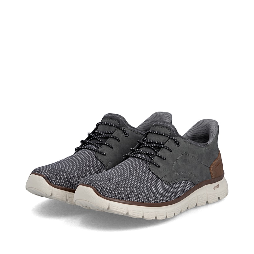 Mocassins Rieker gris pour homme B6658-42 avec fonction easy in Ready2GO. Chaussures inclinées sur le côté.