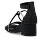 Schwarze Rieker Riemchensandaletten 64654-00 mit einem Klettverschluss. Schuh von hinten.