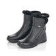 Schwarze Rieker Damen Kurzstiefel Z7181-00 mit wasserabweisender TEX-Membran. Schuhpaar seitlich schräg.
