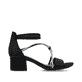 Schwarze Rieker Riemchensandaletten 64654-00 mit einem Klettverschluss. Schuh Innenseite.