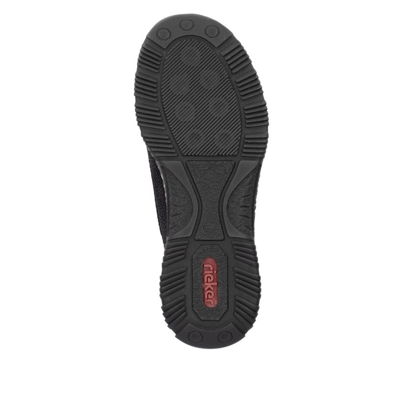 Kaktusgrüne Rieker Damen Slipper N32G3-54 mit einer Gummischnürung. Schuh Laufsohle.